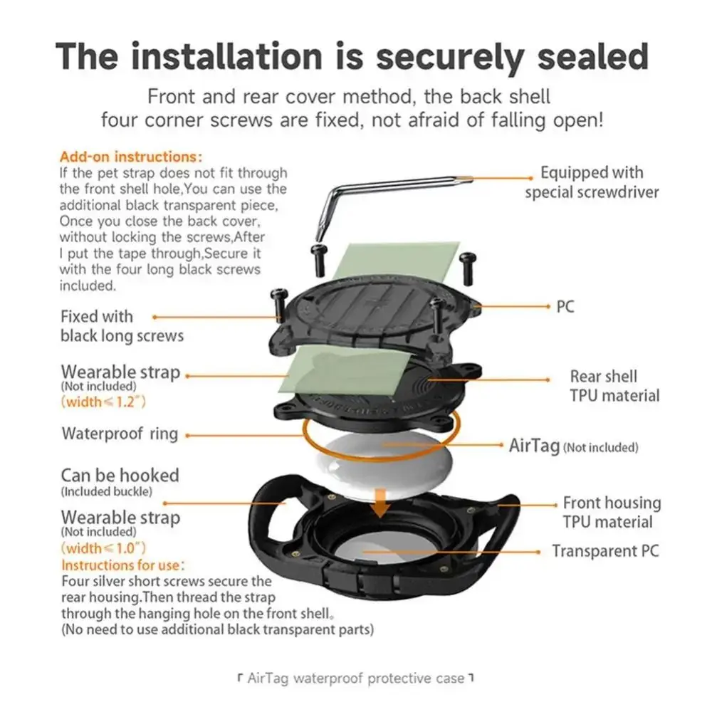 犬と猫のための防水ペットロケーター,保護ケース,完全な保護トラッカー,首輪キー,保護シェル,Apple Airtagアクセサリー