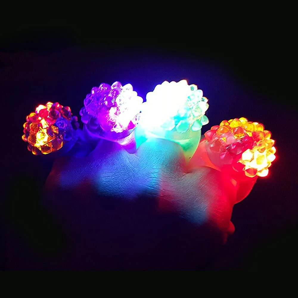 Birthday Gift Glow In The Dark Colorful Finger Toys Light-Up Toys Luminous Rings Flashing LED Rings Bumpy Jelly Ring