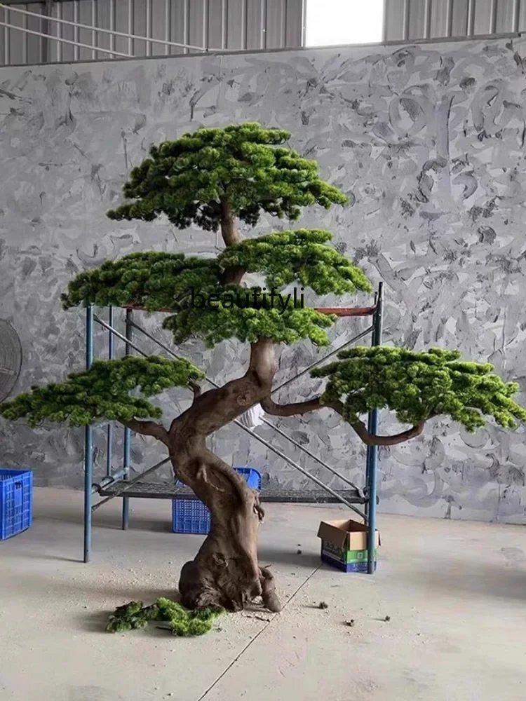 

YD Artificial Greeting Pine Shuxin Chinese Landscape Fake Trees Hotel Mall Decoration Green Plant