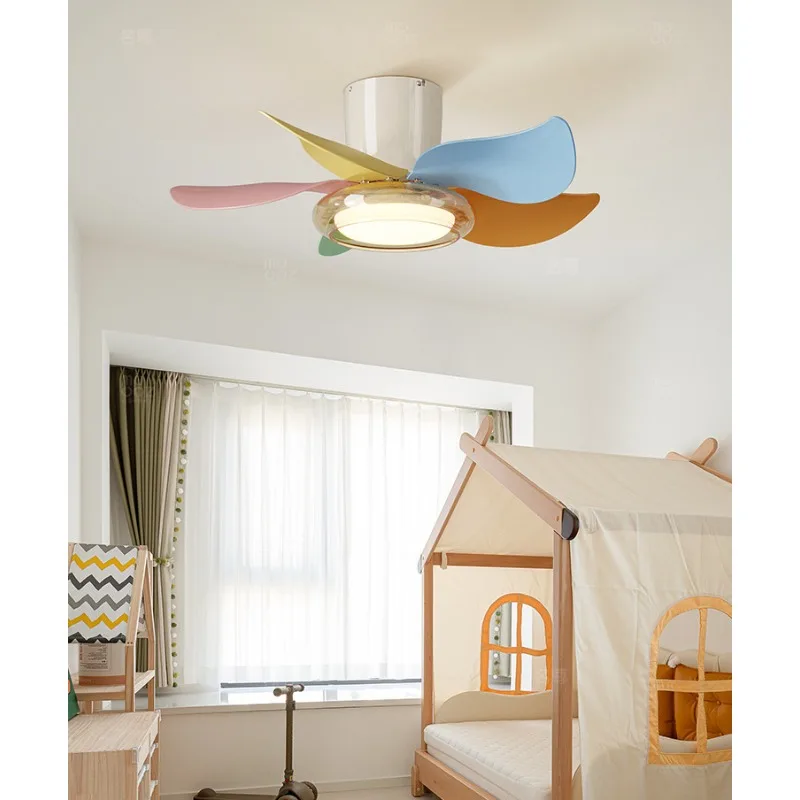 Medieval fan light, small size silent fan light, walnut eye protection full spectrum bedroom ceiling light