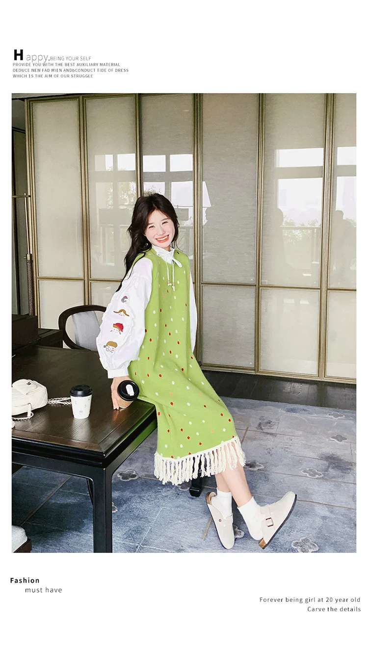 

Вязаные платья без рукавов, элегантные женские осенние, на молнии, приталенные, укороченные, с круглым вырезом, ажурные, в этническом стиле, с пуговицами, однотонные, в стиле Ins