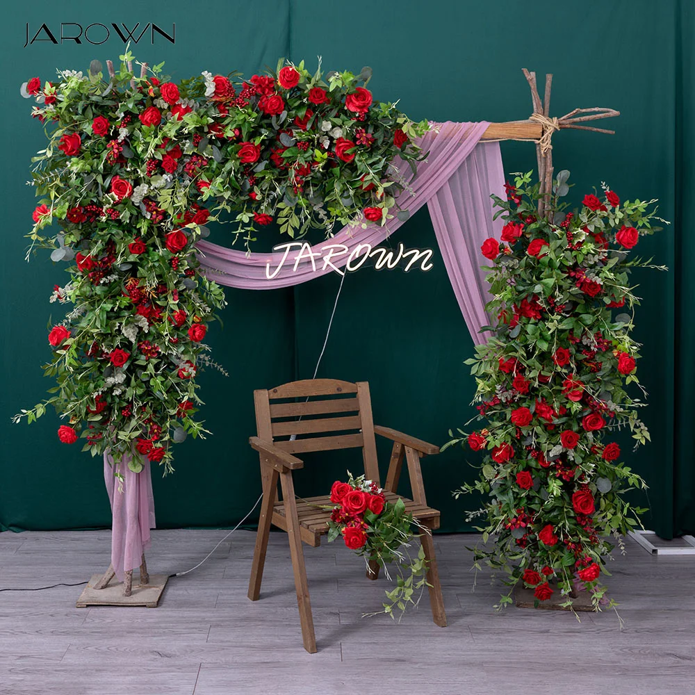 

Luxury Greenery Artificial Red Rose Berries Floral Arrangement for Wedding Party Home Backdrop Decor Christmas Celebration Props