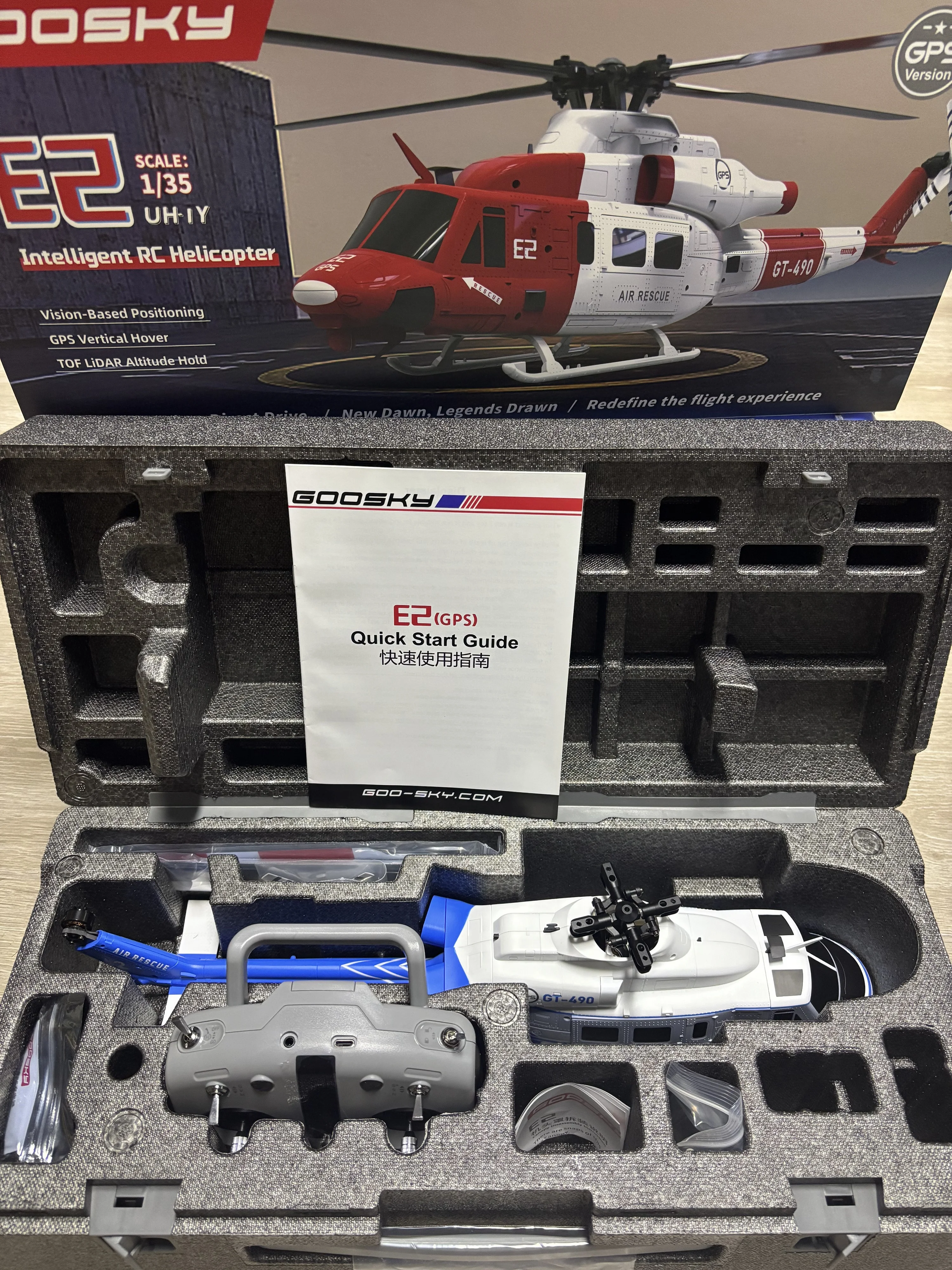 NEW Goosky E2 GPS 1/35 RC 헬리콥터 듀얼 브러시리스 모터 Tof 비행 제어 시스템 Bnf/Rtf 원격 제어 헬리콥터 장난감 선물