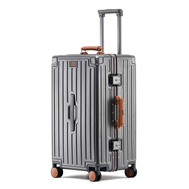 Medium Size Luggage with Cup Holder and Swivel Wheel Aluminium Framed Suitcase Trip Cabin Carrier 28-inch Durable Trolley Case