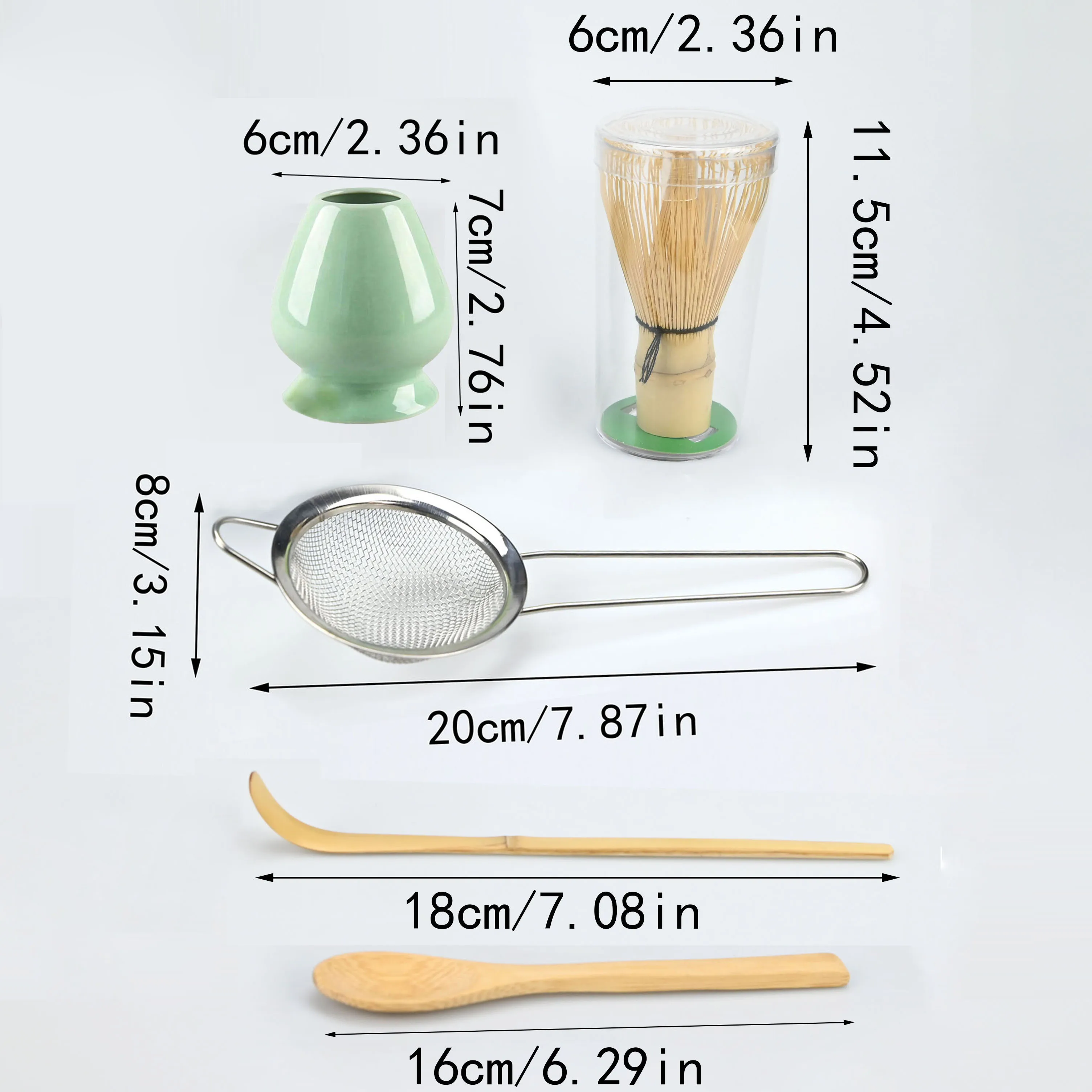 4-teiliges/5-teiliges Set Bambus-Teelöffel, Matcha-Besen, Teelöffel und Teesieb, Teezubereitungswerkzeuge – Detail 1