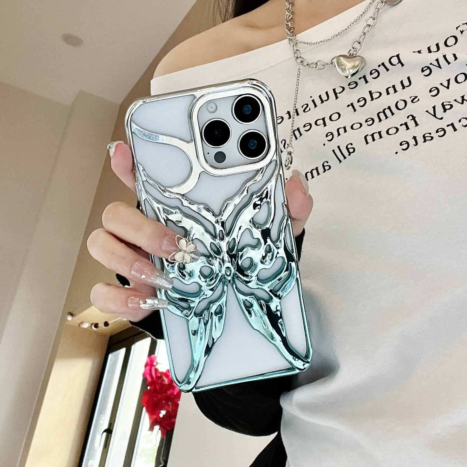 3D Butterfly Flame Dissipate Heat Phone Case For iPhone 16 15 14 13 12 11 Pro Max 16E Electroplated Shockproof Soft Cover