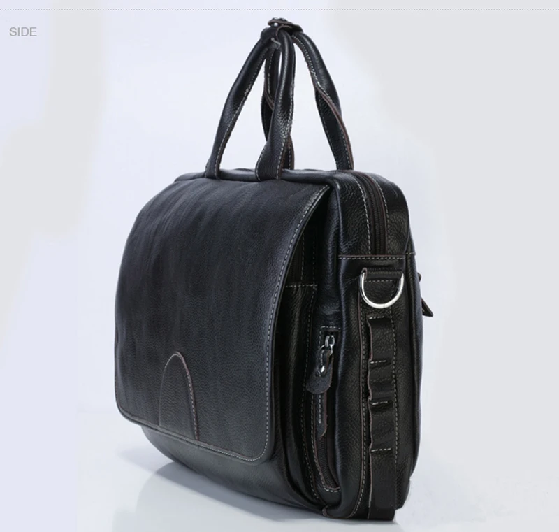 Fashion Genuine Leather Men Briefcase 14"Laptop Business Bag Real Leather Male Office Bag Attache case Portfolio Tote Handbag