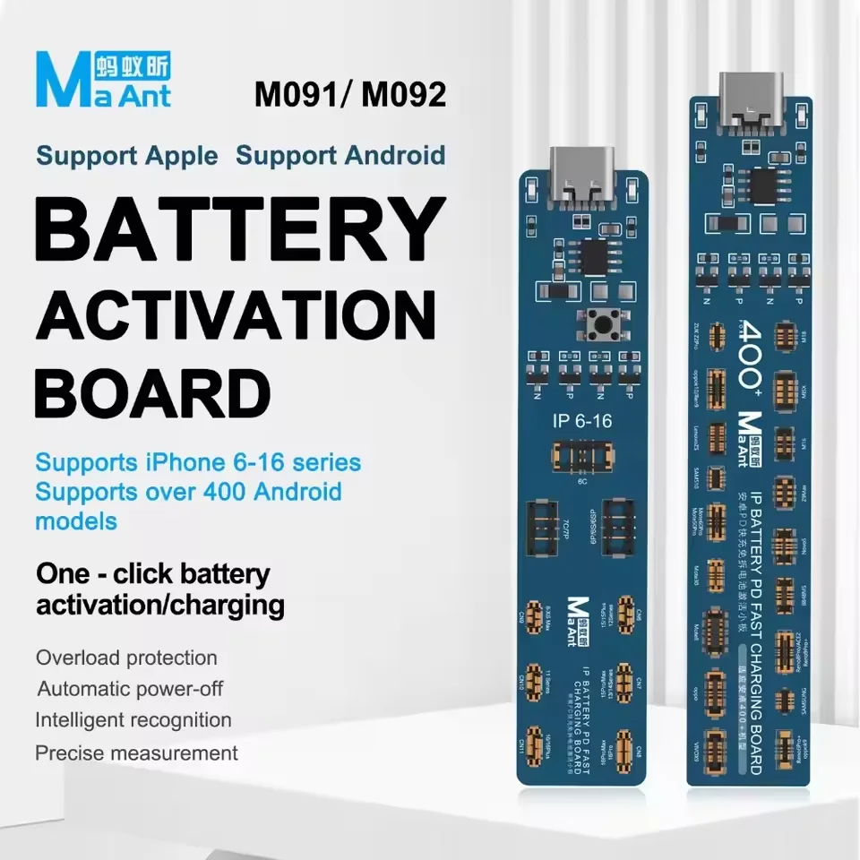 MaAnt M091/M092 Battery Repair Board For iP6-16PM/Android400+,One-Click Activation With Auto Polarity Detection&Overload Protect