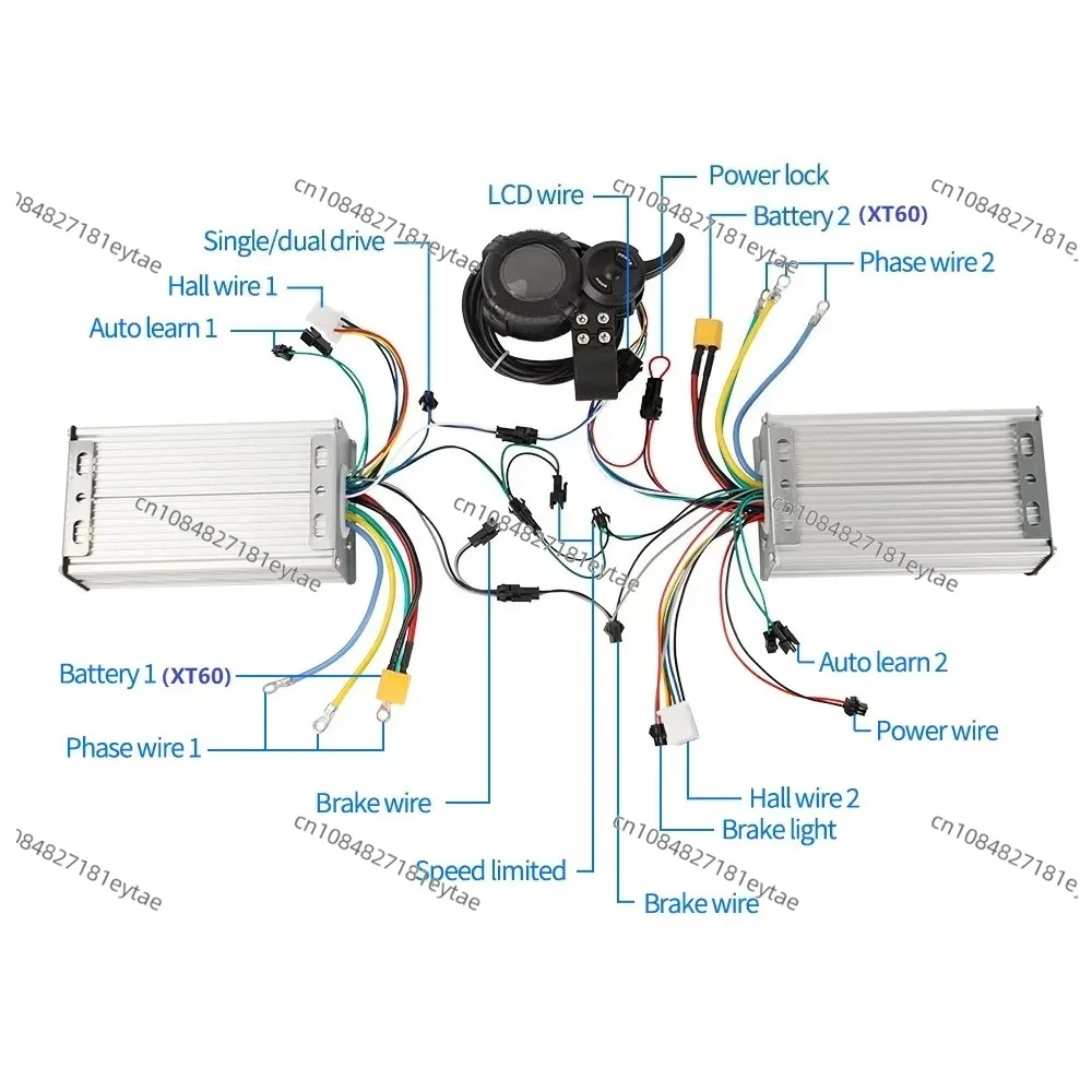 45A 50A Sine Wave Dual Drive Controller with LCD Display for 2500W 4500W E Bike Motor