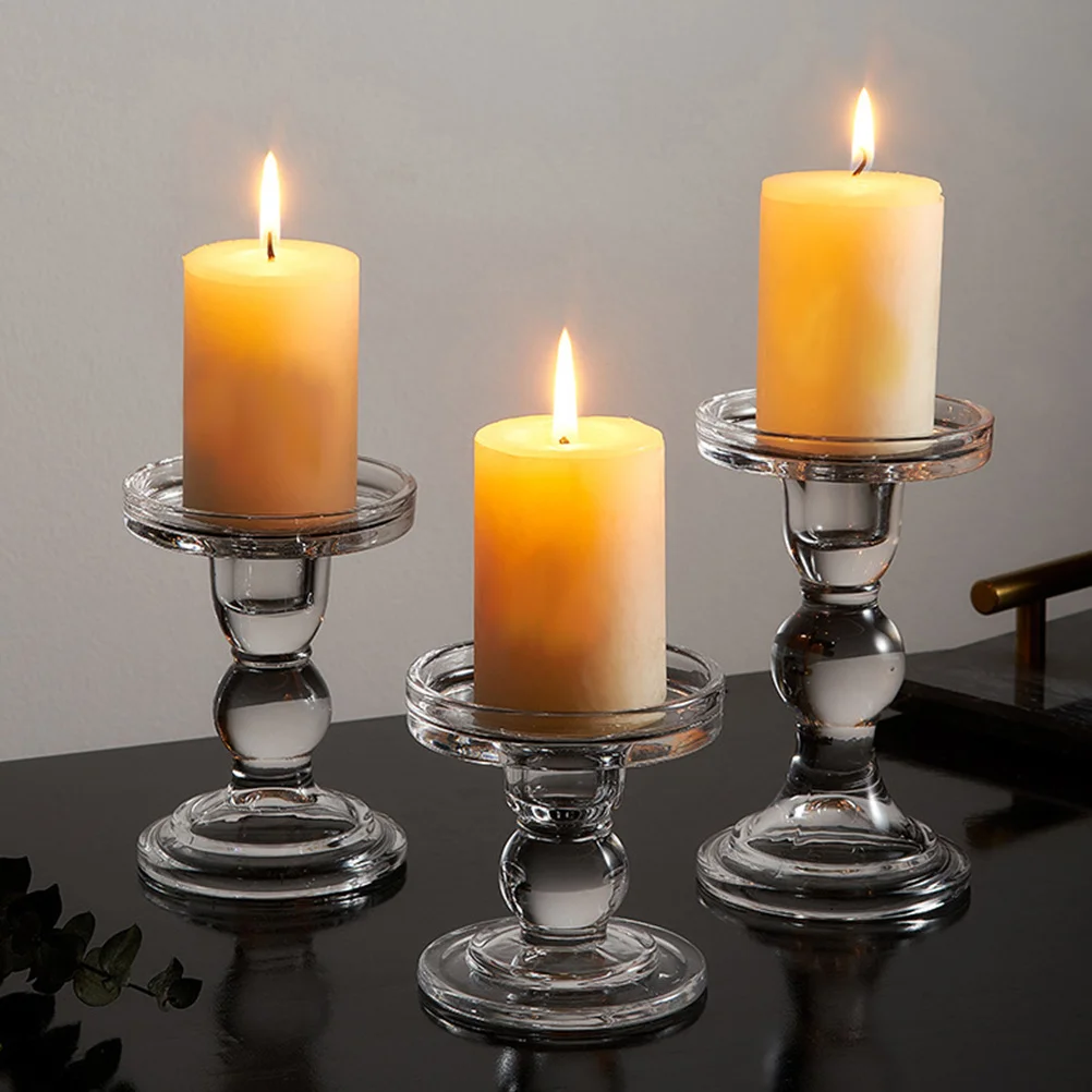 

Retro Decor Desktop Decoration Holder Candlelight Dinner Props Art Container Candlestick Glass