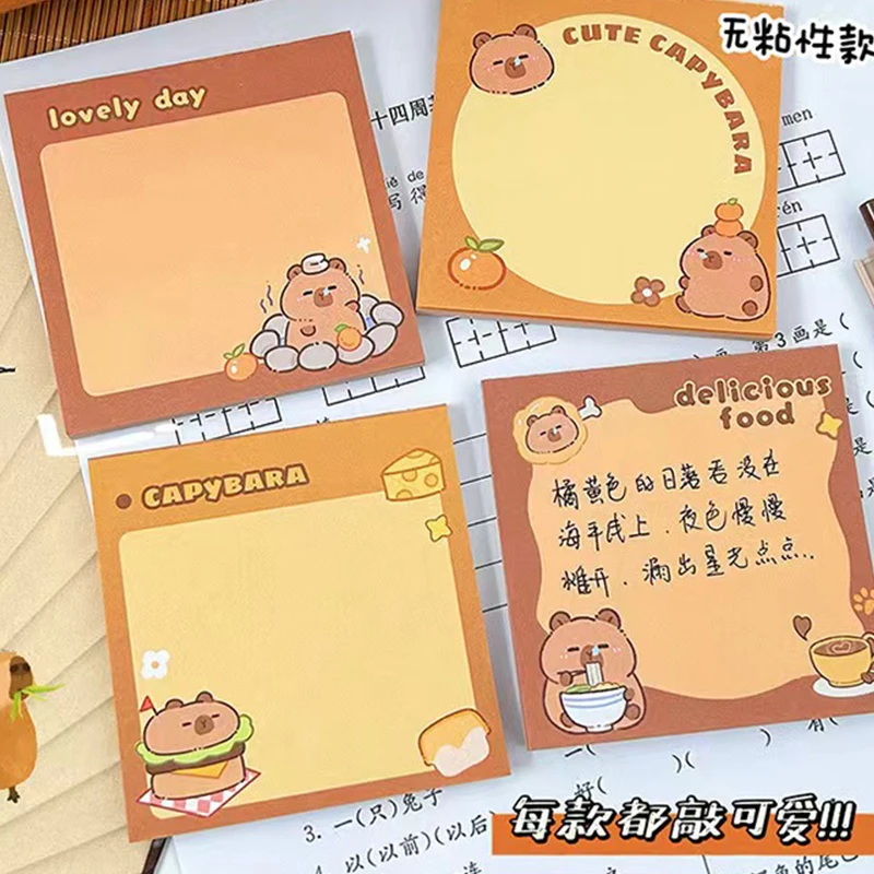50 Sheets/Set Cute Cartoon Capybara Memo Pad Stickers Decal Sticky Notes Scrapbooking Diy Kawaii Notepad Diary  birthday gift
