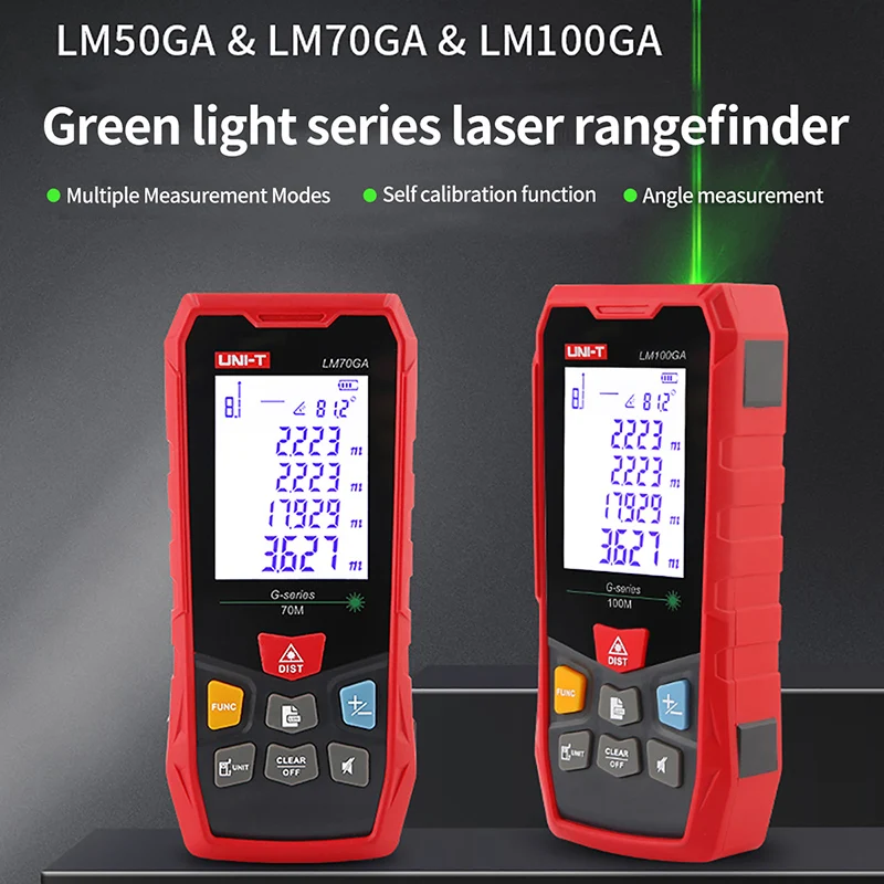 UNI-T สีเขียวเลเซอร์ 70 M 100 M Rangefinder ความแม่นยําสูงเลเซอร์ดิจิตอลเทปวัด LM70GA LM100GA IP65