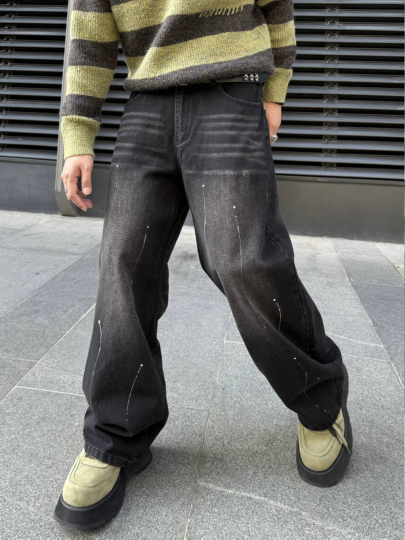 Men's Versatile Baggy Wide-Leg Jeans, Vintage Y2K Distressed Whiskered Men's Pants, Streetwear Men's Trousers, All Seasons