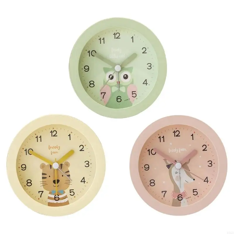 H05E Quiet Sleep Alarm Clock Round Clock for Children with NightLight for Bedroom