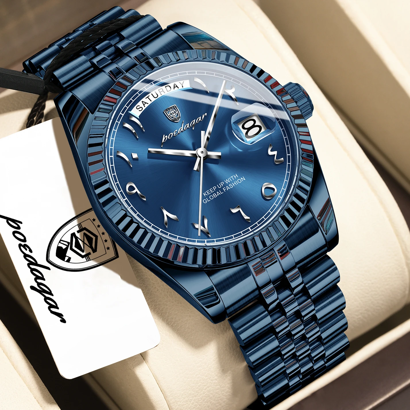 POEDAGAR Top Trendy Herenhorloge RVS Waterdicht Business Herenhorloge Datum Week Quartz Creatief Herenhorloges Reloj Hombre