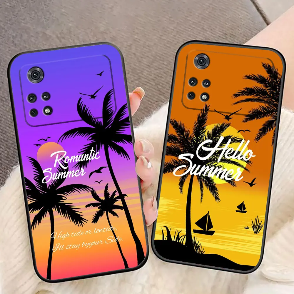 Summer Coconut Tree Phone Case For Xiaomi POCO F6 F5 F4 M6 M5 M4 M3 X5 X4 X3 GT 14 13T 13 12T 12 11T 11 10 9 8 SE PRO 4G 5G Case