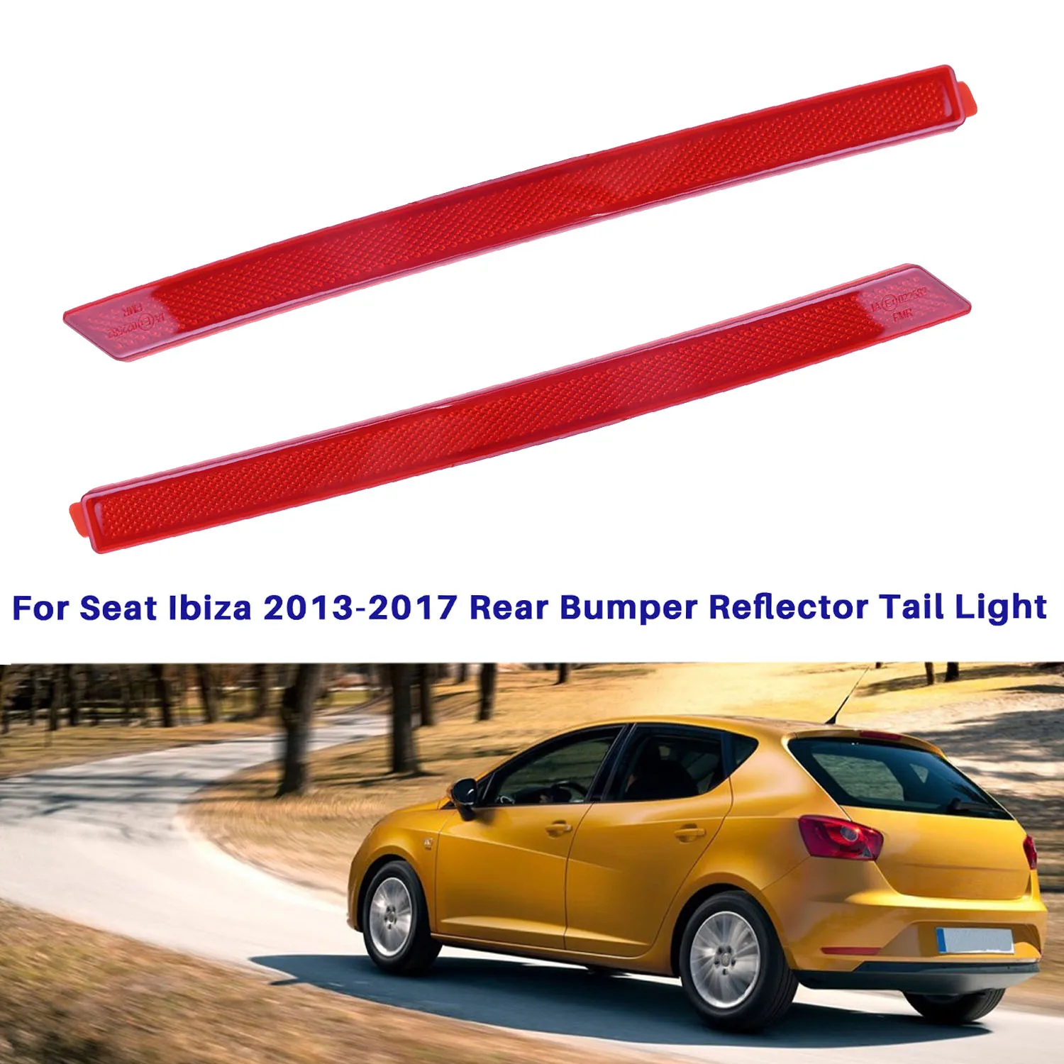 For Seat Ibiza 2012-2017 Rear Bumper Reflector Taillight Warning Signal Lamp Red Lens 6J3945105D 6J3945106D