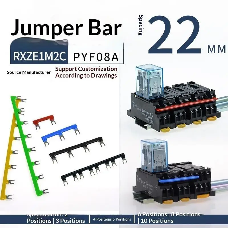 ~1Pc Multicolor Relay Side Connection Bar Terminal Block Shorting Blade Connection 2-10 Position Side Insert For HH52P PYF08A-E