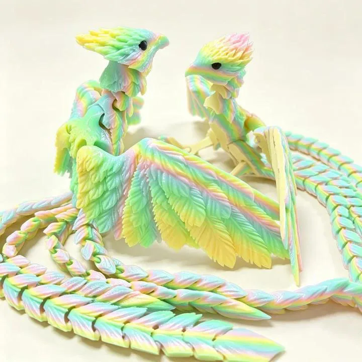 3D Printed Articulated Phoenix Figurine, Fantasy Bird Fidget Desk Decor, Mythical Creature Collectible Toy Gift