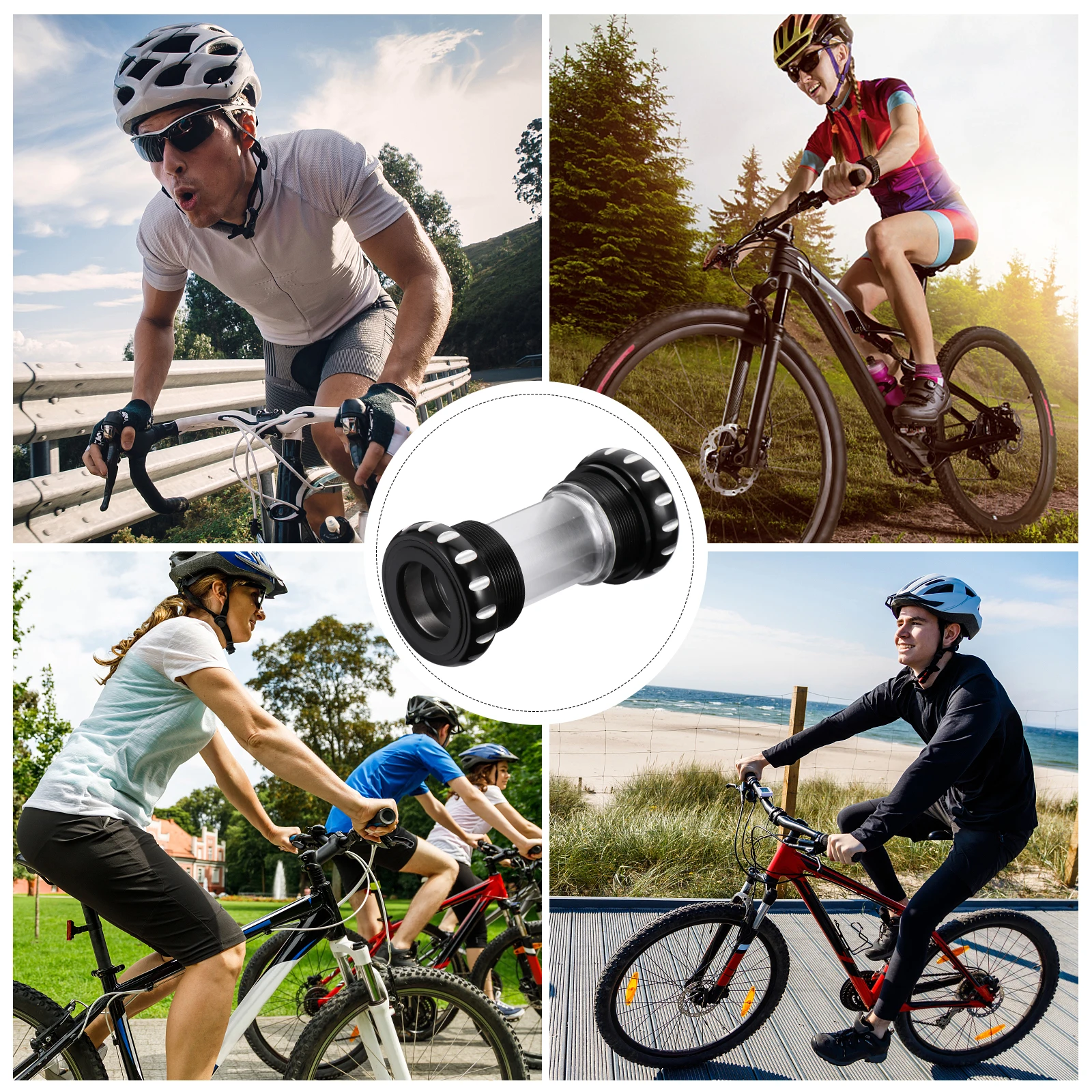 

Integrated Bottom Axle Sealed Bearing Waterproof Black Aluminum Bike Threaded Axle Mountain Accessories High Strength Light