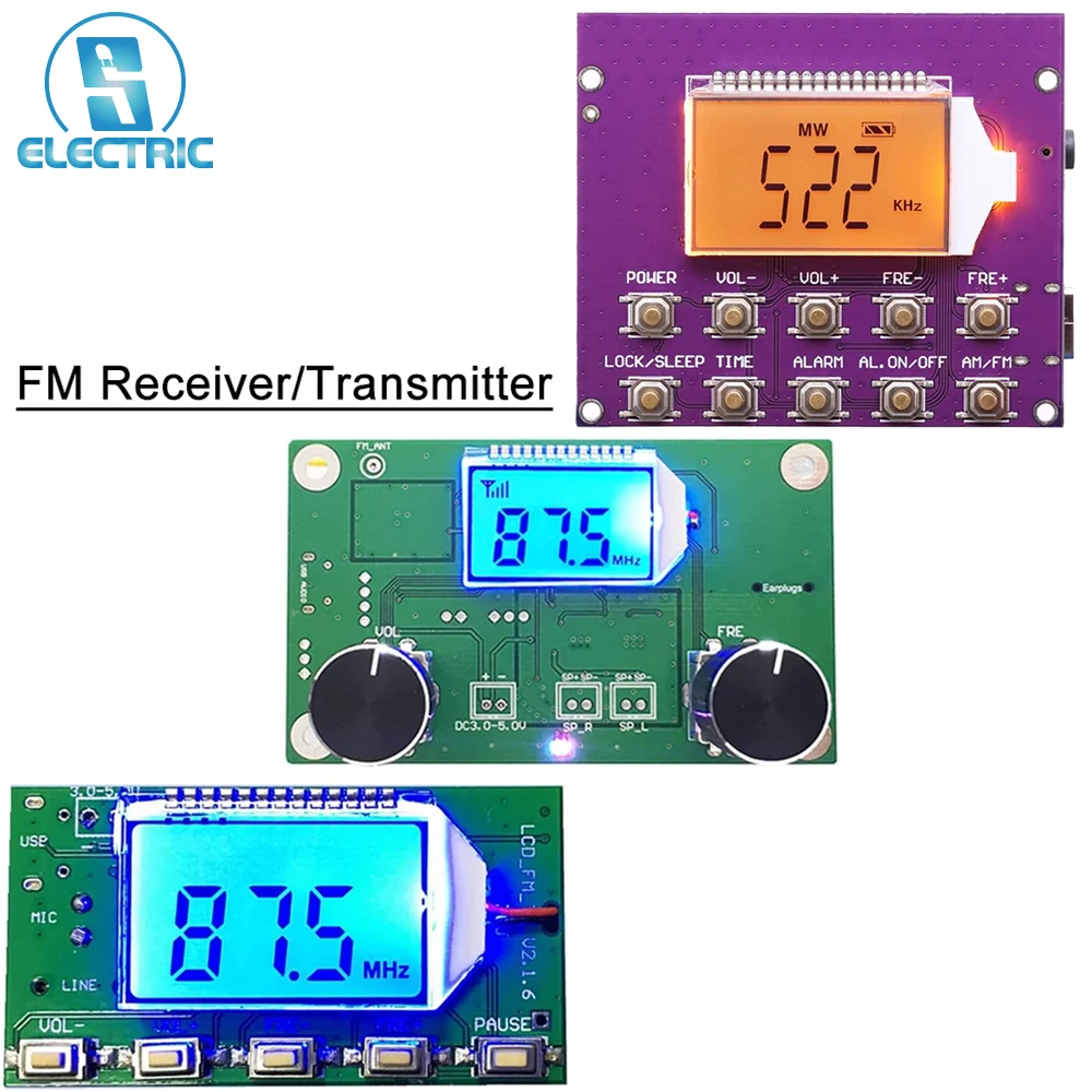 Digital FM Radio Wireless Receiver Transmitter Stereo Board Frequency Modulation Radio Module Amplifier LCD Display DSP DIY Kit