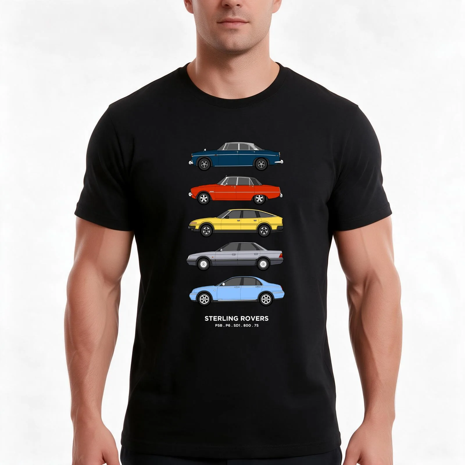 Rover Executive Classic Car Collection T-Shirt, Summer Casual Cotton Tee, Oversized Streetwear Tops, Vintage Graphic Print