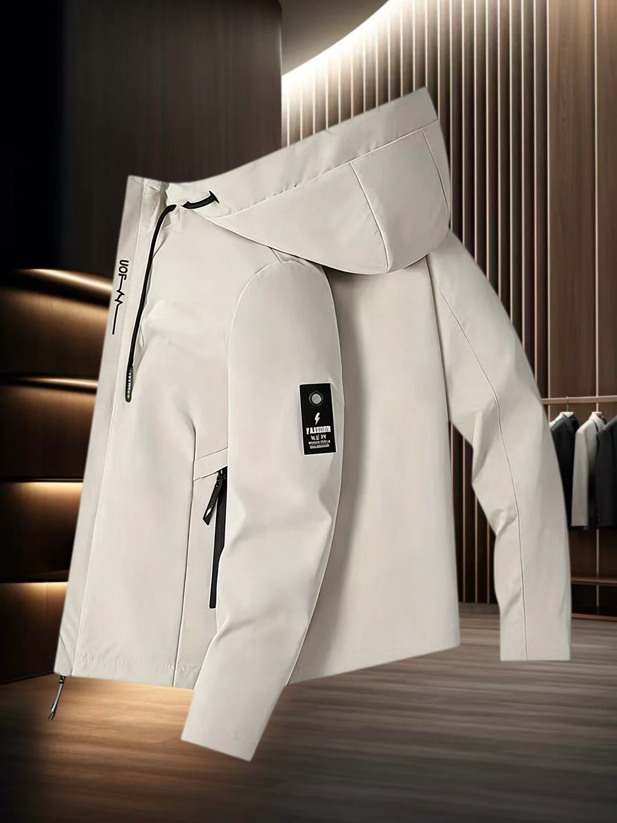 High end designer original brand exquisite hooded jacket for spring and autumn outdoor training sports windproof fashion men top