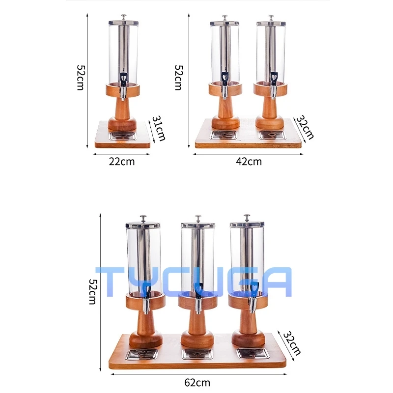3л/6л/9л прозрачный диспенсер для сока из нержавеющей стали с деревянной подставкой, диспенсер для холодных напитков для вечеринок, ресторанов, отелей