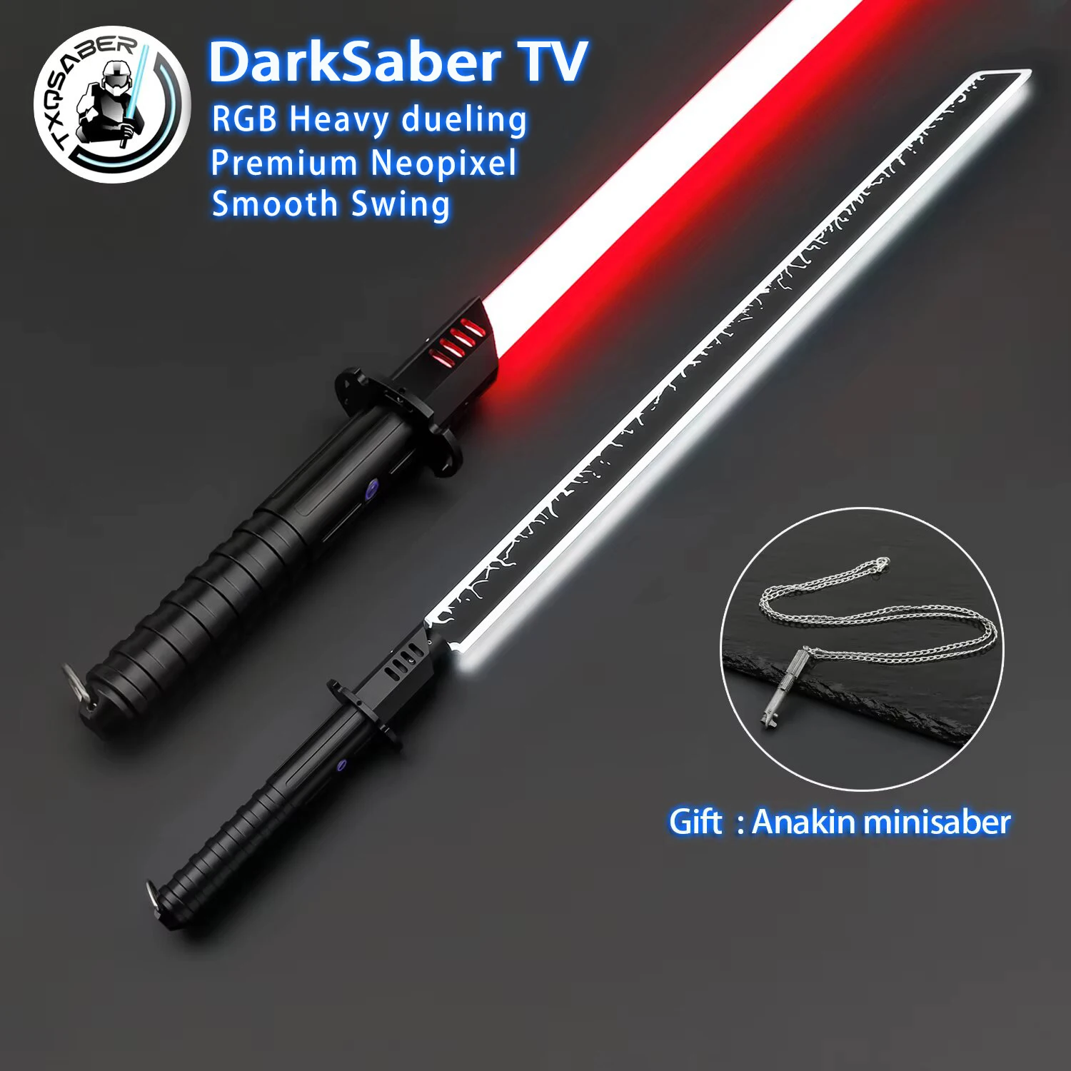

TXQSABER DarkSaber TV Neo Pixel Proffie Lightsaber Force Heavy Dueling Light SaberCosplay Toys Smooth Swing Blaster Laser Sword