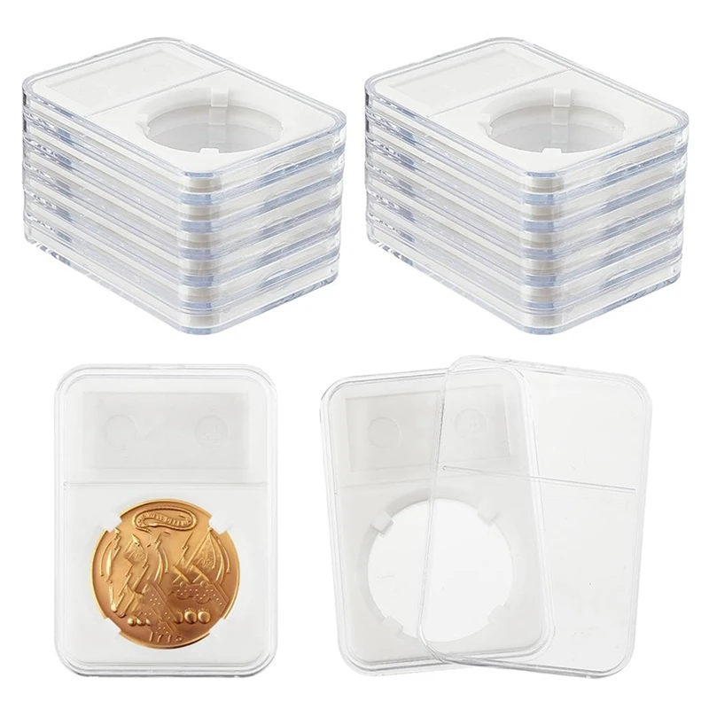 14Pcs Coin Slab Snap Display Holder, 37Mm White Coin Cases For Collectors Coin Display Box Plastic Dollar Coin Holder Durable