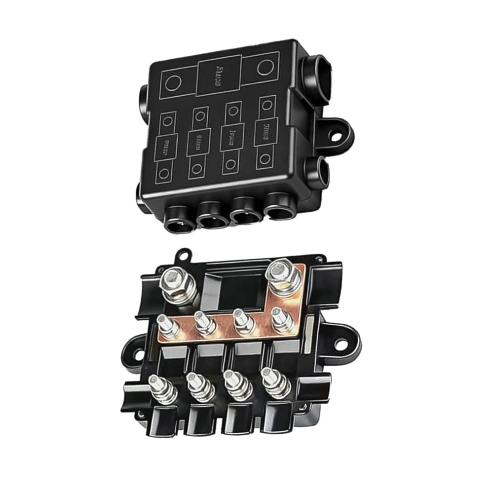 /Black /ABS /Fuse Holder Box For 1 4 For MIDI Fuses With Busbar And Protective Cover For Car Boat For Camper Solar System