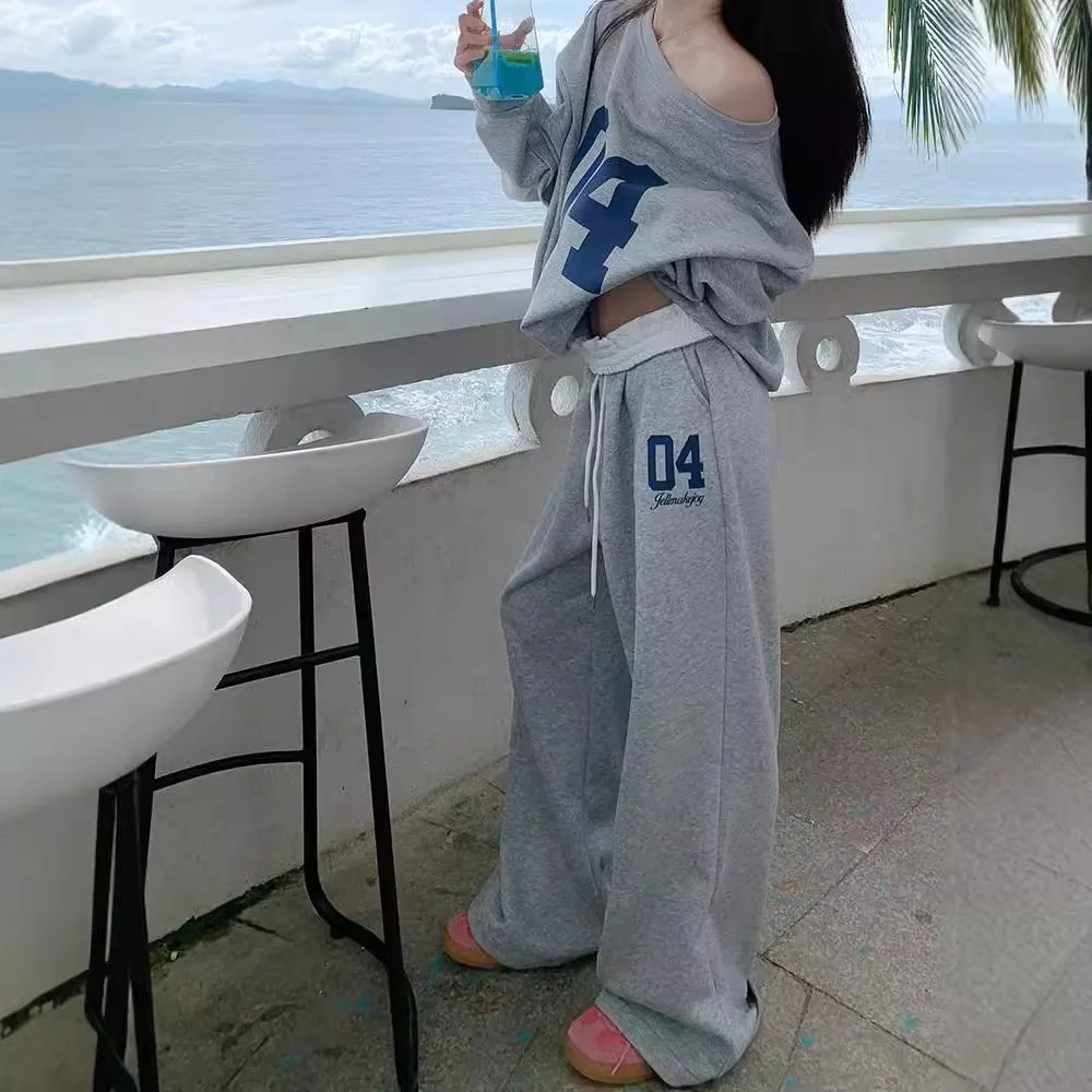 GG Letter Fashion Color Retro Sports Pants for Women in Spring Summer High Waisted and Drooping Casual Pants Loose Pants Versati
