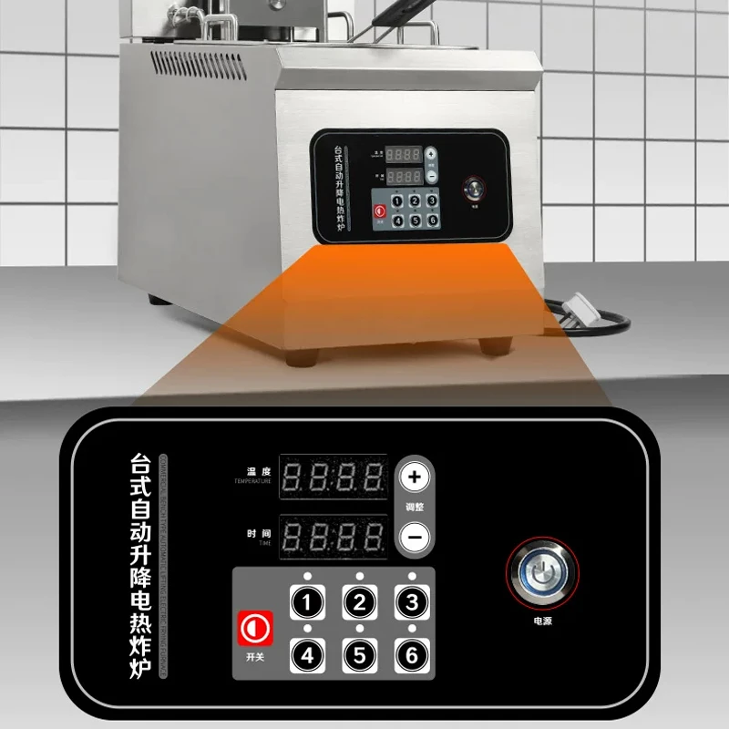 3.5KW/4.5KW Automatic Lift-and-Lower Fryer, Countertop Electric Fryer for Chicken and French Fries, Automatic Smart Countertop E