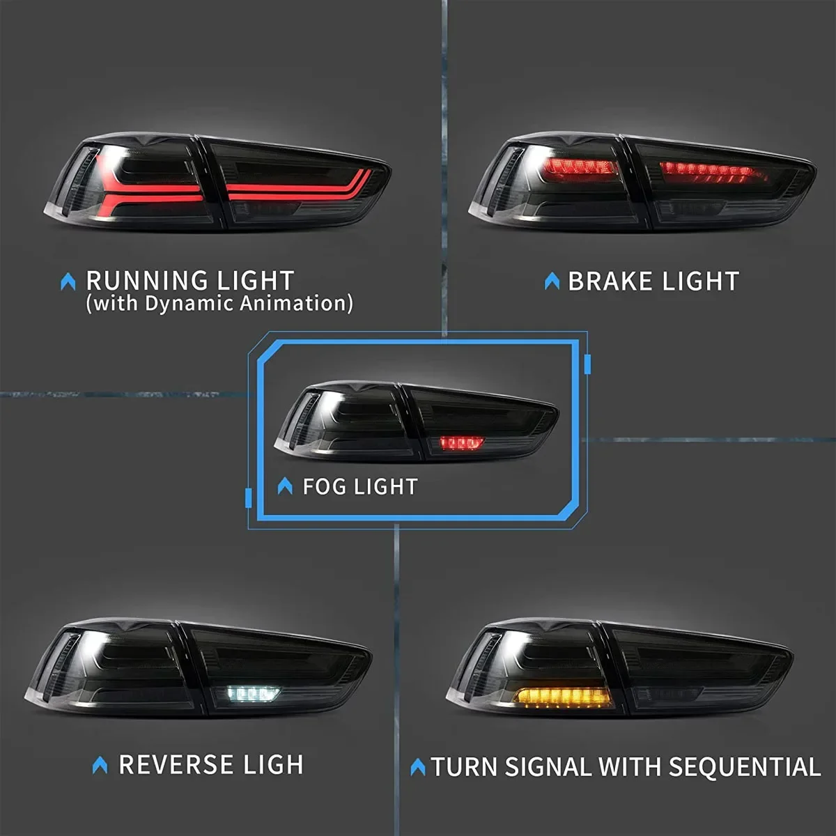 Car For Mitsubishi Lancer & EVO X Taillights 2008-2021 Upgrade Modified to New DRL Dynamic Turn Signal Taillight Car Accessories