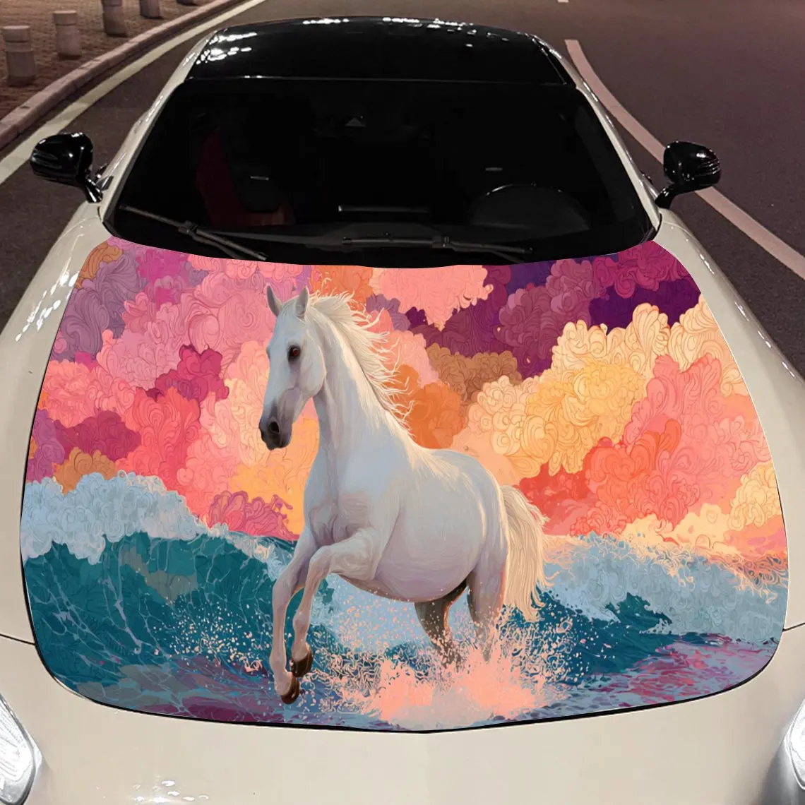 Rainbow - Colored Car Hood Stickers - Self-Adhesive, Waterproof and Durable Vinyl Wrap, Decorate And Protect Your Car, Fit For A