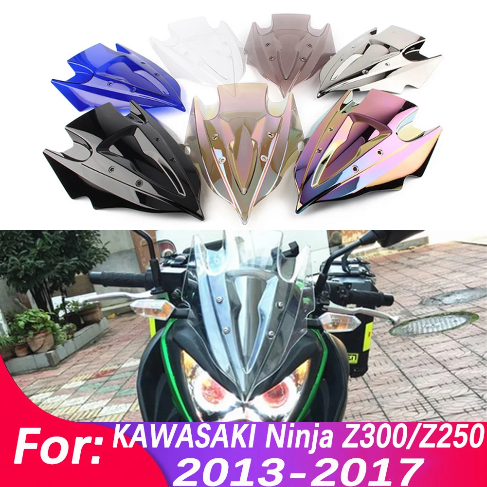 Motorcycle Windshield For Kawasaki Ninja Z 250 300 Z250 Z300 2013-2018 Double Bubble WindScreen Accessories Fairing Deflector