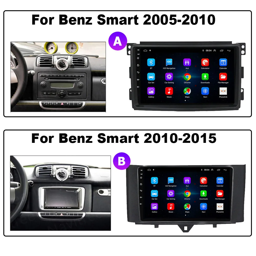 Для Mercedes Benz Smart Fortwo 2006 2007 2008 2009 2011-2015 Автомобильный радиоприемник Мультимедийный плеер Android 2 Din Carplay Навигация GPS