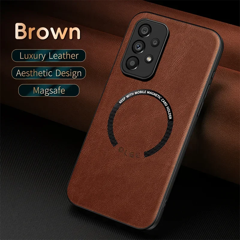 Leather Magnetic Case for Samsung Galaxy A05S A05 A55 A35 A25 A15 A54 A34 A24 A14 A53 A23 A13 A52 Magsafe Wireless Charge Cover