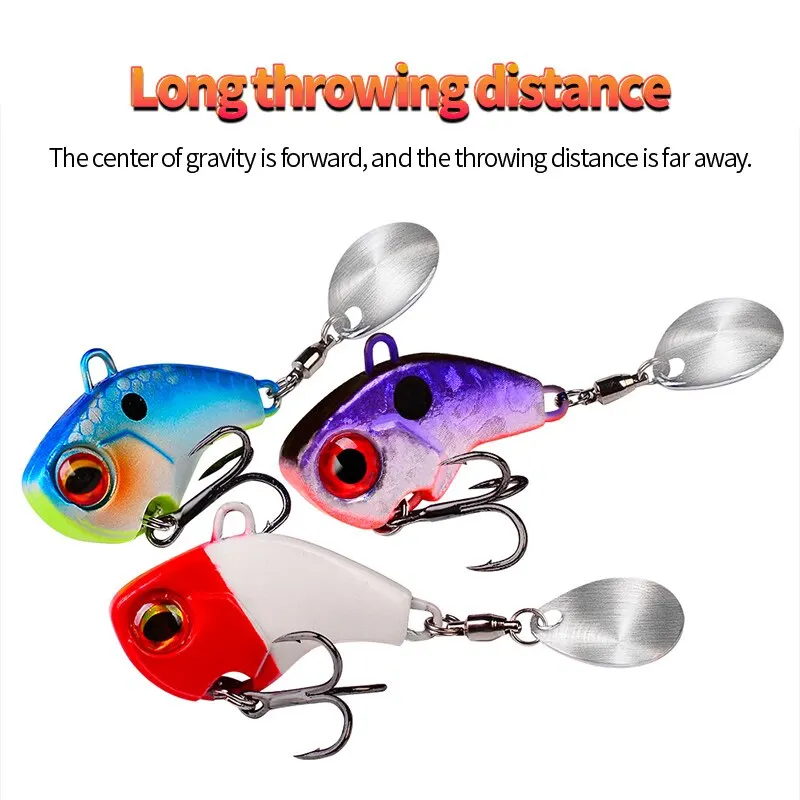 New Arrival 5PCS 6g Metal VIB Wobbler Fishing Lure Tail Spinner Sinking Rotating Spoon Pin Crankbait Sequins Bait Fishing Tackle