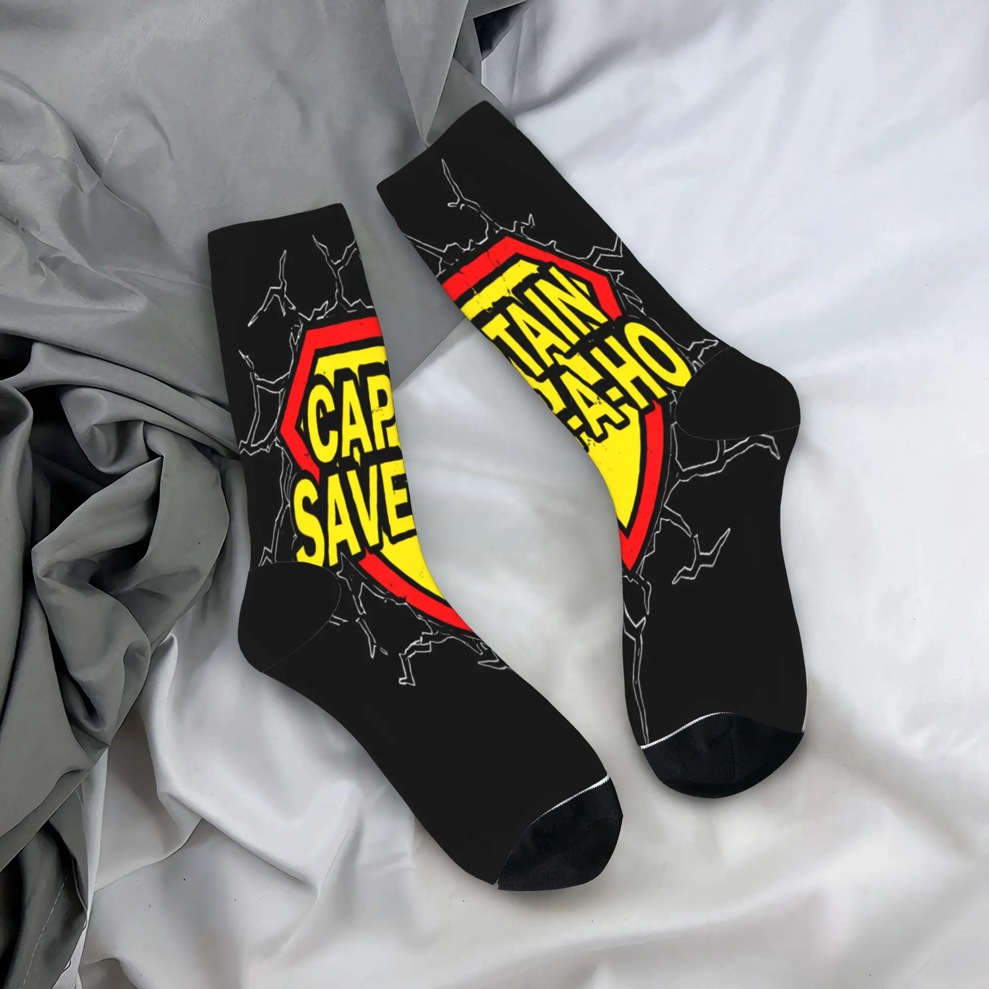 Captain Save a Hoe Costume Halloween Stockings  Graphic Funny Socks Autumn Non-Slip Socks Adults Men Cycling Comfortable Socks