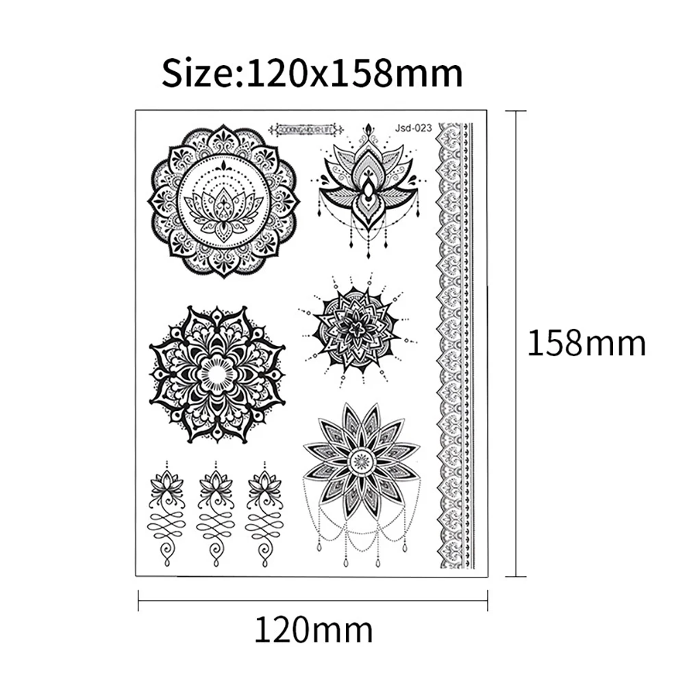 ملصقات وشم ماندالا سوداء VeeCharm ، الحناء ، الفراشة ، جماليات متناظرة ، أناقة فريدة للنساء ، ورقة واحدة ، 10 أوراق ، 11 ورقة ، 21 ورقة