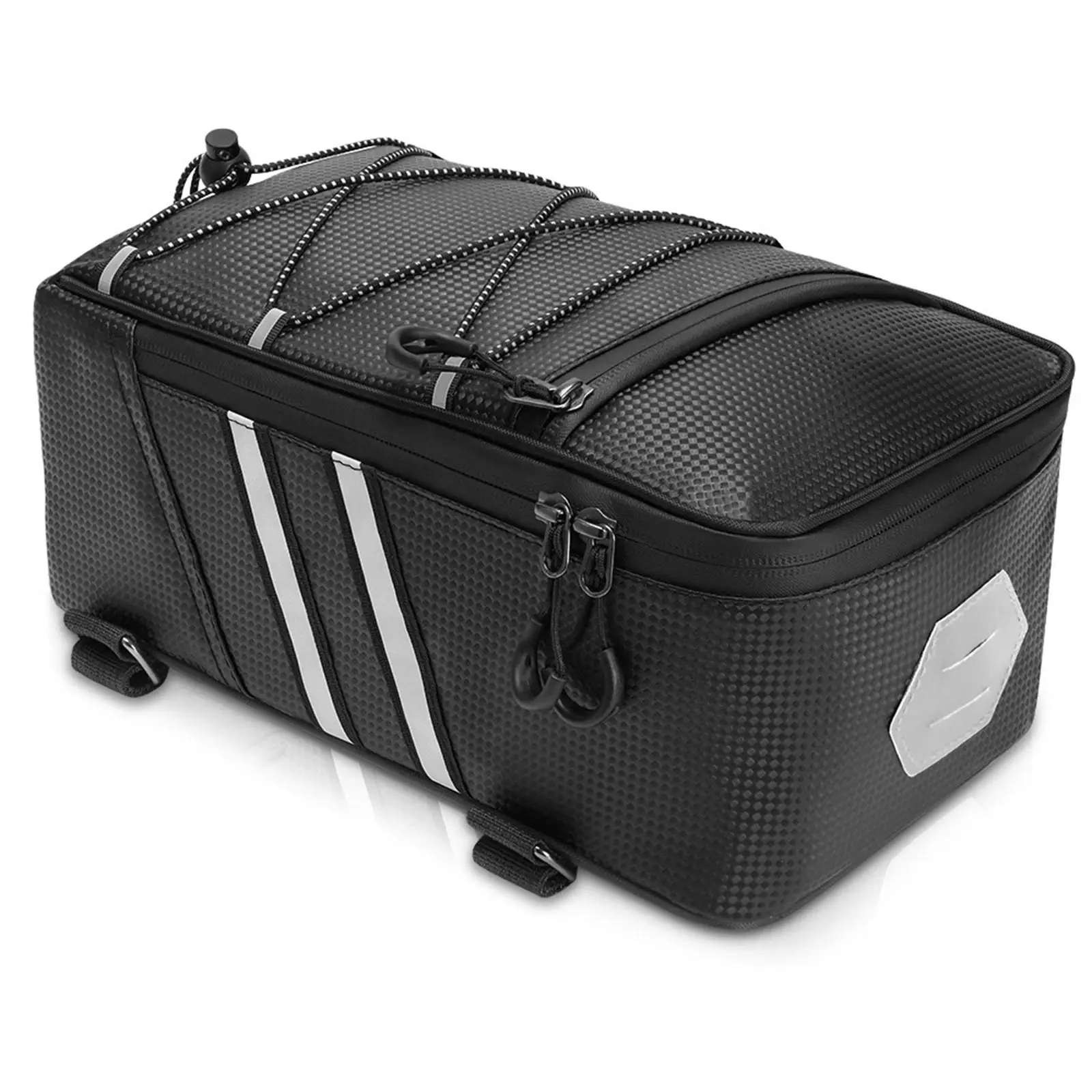 حقيبة الرف الخلفي للدراجة، حقيبة صندوق الدراجة، سعة 8 لتر، سحاب من جلد البولي يوريثان