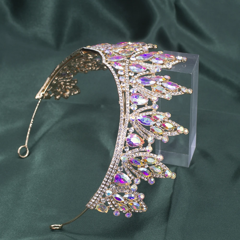 غطاء رأس على شكل تاج كريستالي فاخر على الطراز الباروكي - تاج الملكة / إكسسوار مجوهرات شعر الأميرة المسائية