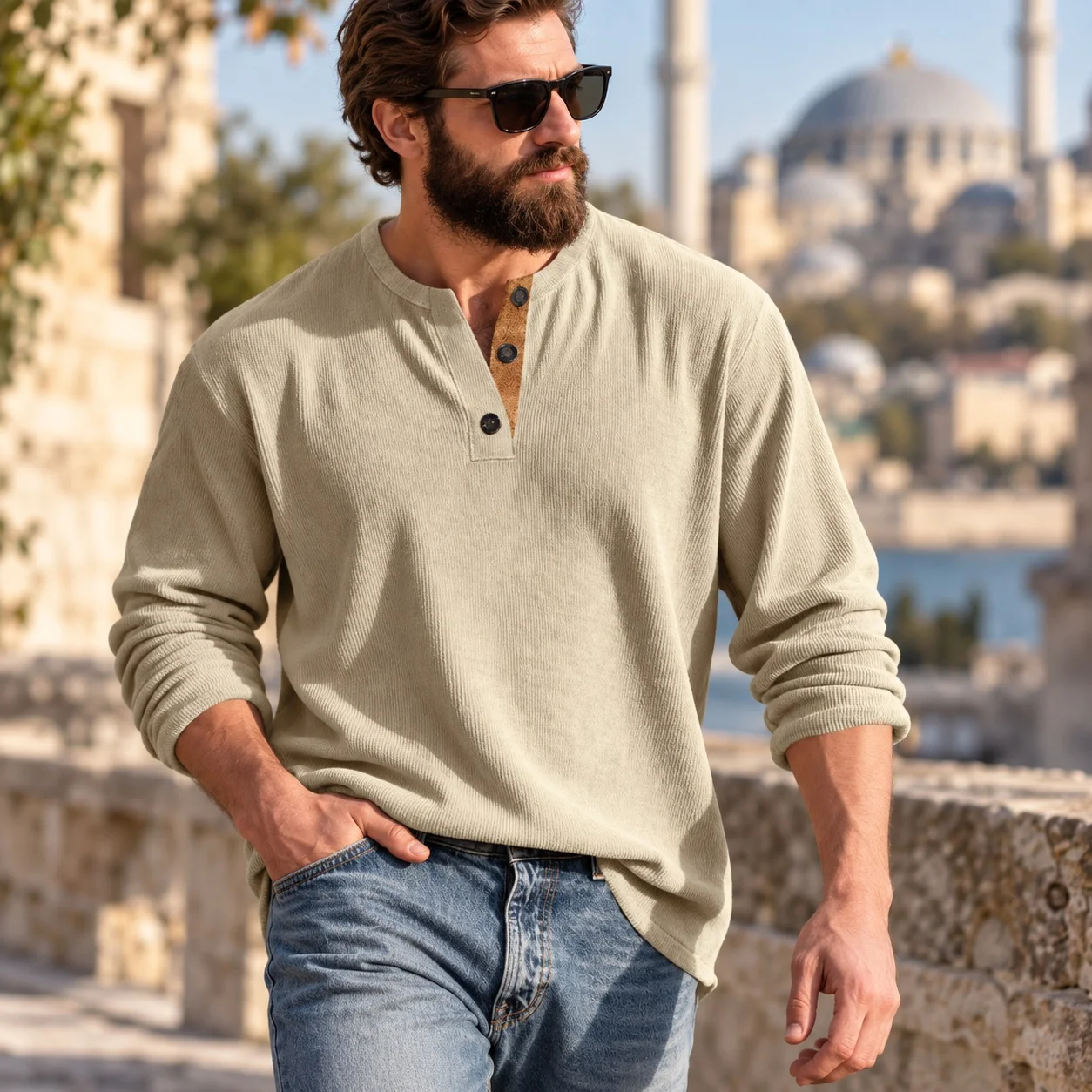 Long Sleeve Casual T Shirt Slim Fit with Crew Neck Pull on Wrinkle Finish Autumn Long Sleeve T Shirt No Hood Winter for Men