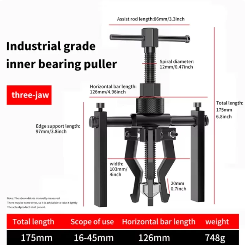 3-Claw Bearing Puller - Versatile & Efficient Inner Gear Extractor, Robust Tool for Maintenance & DIY