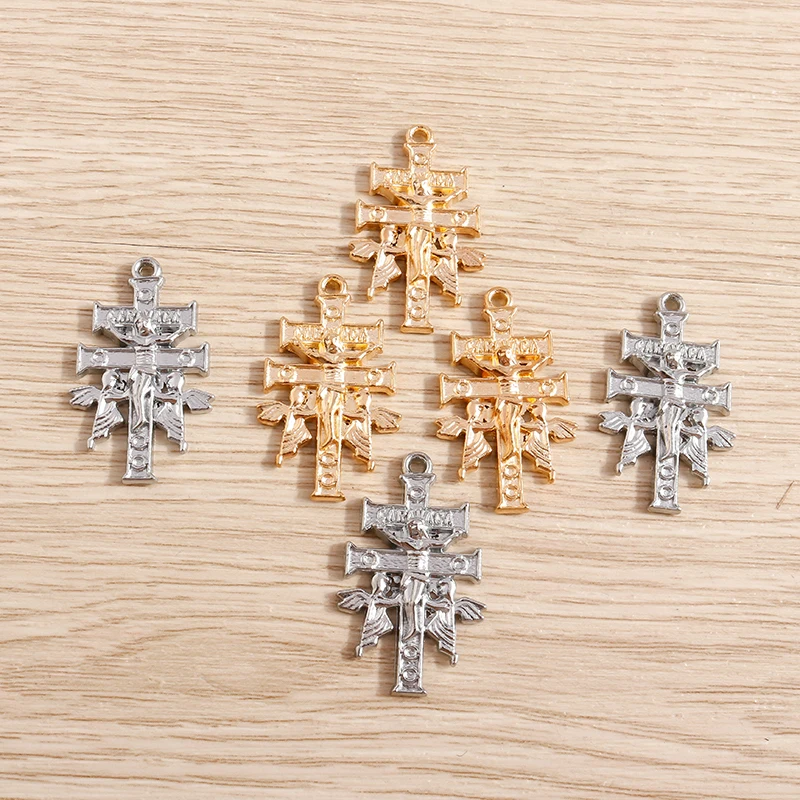 Tusember 10Pcs 18*30mm Metal Alloy Jesus Cross Charms For Pendant Christian Necklaces Earring Keychain Handmade Craft DIY