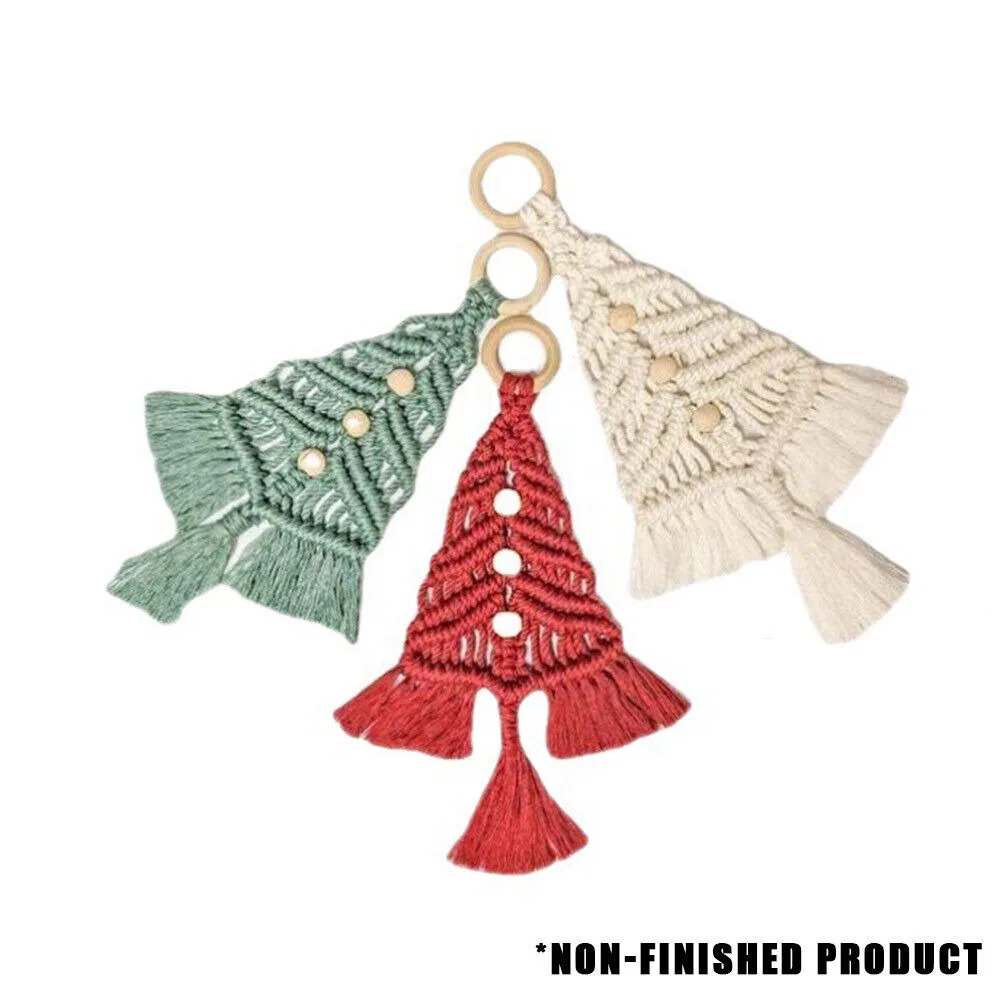 

3PCS/Set Cotton Rope Christmas Tree Macrame Kit DIY Cotton Thread Window Hangings Decor Material Package Hanging Ornaments
