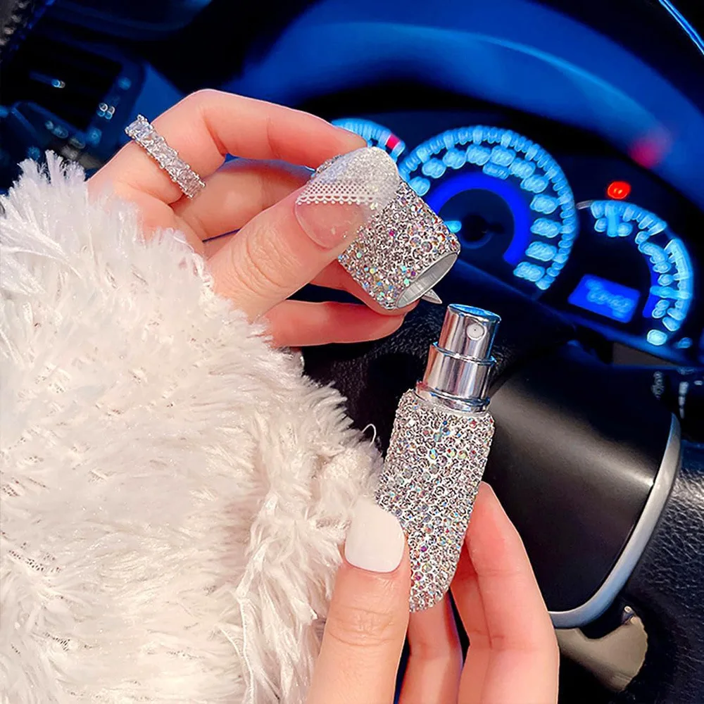 

Refillable Perfume Bottle Keychain Full Crystal Creative Car Keyring Elegant Women's Bag Charm Party Essential