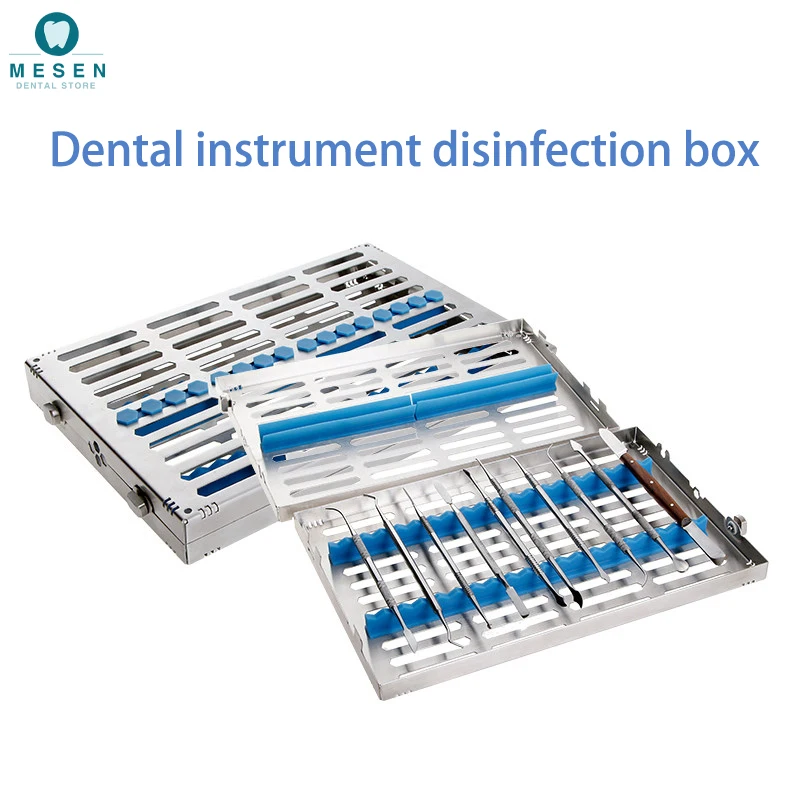

Dental instrument disinfection box Autoclavable Surgical Sterilization Box Stainless Steel Cassette File/Burs Disinfection Tray