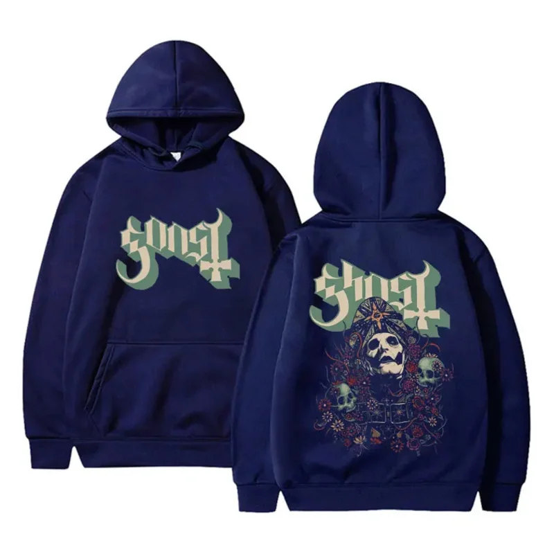 Limited Rock Band Ghost Print Hoodie Men Women Vintage Gothic Punk Metal Hooded Sweatshirt Male Fleece Cotton Oversized Hoodies